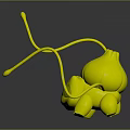 Bulbasaur 3D Model With Green Body Red Eyes Brown Vine Tail On Dark Background