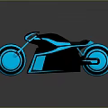 Sleek Futuristic Black Motorcycle With Blue Glowing Neon Lines And Reflection Design