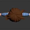 3D Cartoon Boy Character With Brown Hair Blue Striped Shirt And Blue Overalls Standing Pose