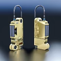 Two Golden Mechanical Equipment Units With Metal Structure And Reflective Surface 3d model