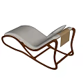 Modern Lounge Chair With Curved Wooden Frame And Beige Cushion Pillow