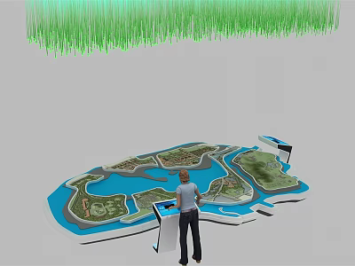 Commercial Terrain Model Display Equipment with Control Console and Water Green Areas 3d model