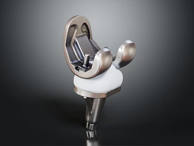 Metallic Medical Implant Device With Silver Structure White Base And Spherical Components 3d model