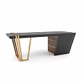Modern Luxury Dining Table With Gold Metal Legs And Elegant Walnut Side Storage Cabinet