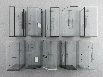 Modern Glass Shower Enclosures With Various Styles And Structures For Bathroom 3d model