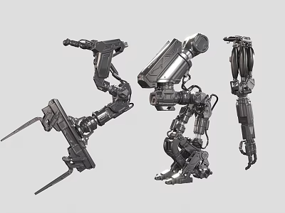 Smart Machines With Mechanical Arms Robotic Joints Industrial Design And Metal Structures 3d model