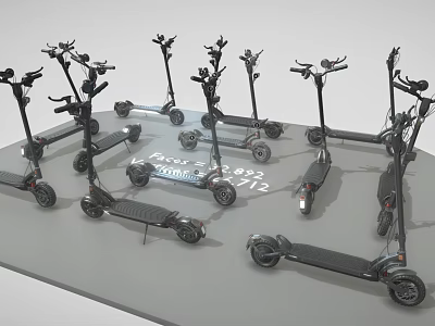 Various Electric Scooters On Display With Different Models And Designs 3d model