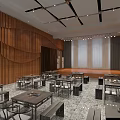 Elegant Cinema Interior With Wooden Walls Arranged Seats And Decorative Paintings