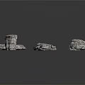 Natural Wood and Stone Raw Material Blocks with Rough Surface Texture