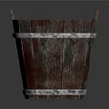 Rustic Wooden Bucket With Metal Hoops For Home Storage And Decorative Use