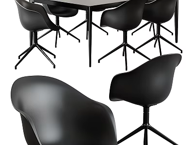 Modern Minimalist Table and Chair Set with Sleek Black Stylish Design 3d model