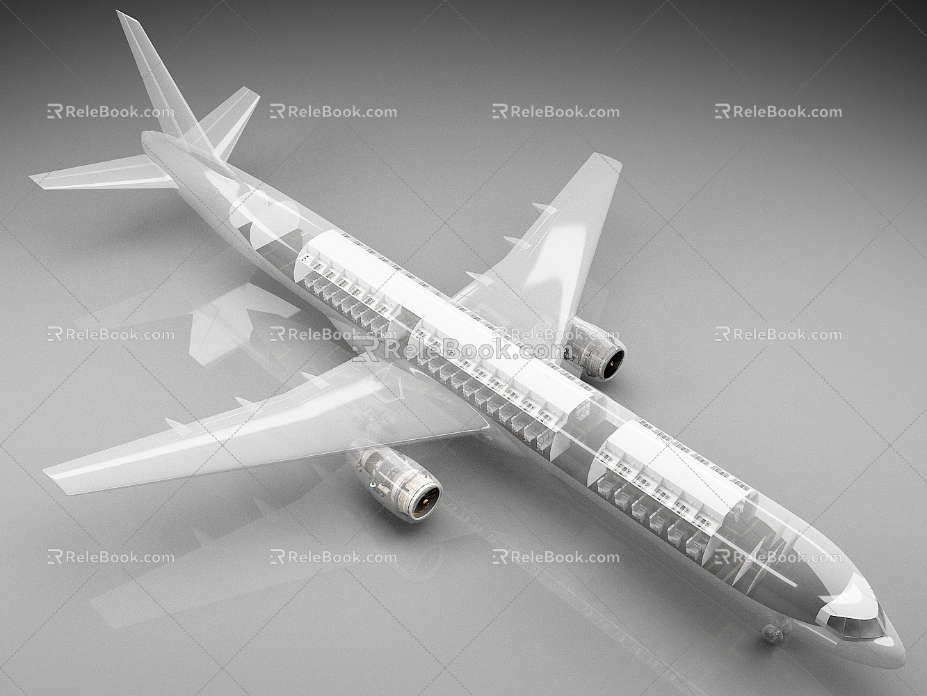 Boeing 757 aircraft structure aircraft engine structure 3d model