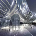 Stunning Modern Cultural Center Building With Glass Facade And Waterfront Reflection Design