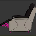 Black Leather Single Reclining Sofa With Pink Footrest Base And Modern Style Design