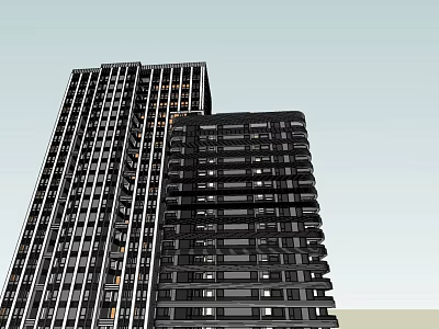 Modern High Rise Buildings With Glass Curtain Walls And Windows Against Sky 3d model