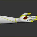 Game Movie Character Mechanical Arm White Design Yellow Nails Red Palm Circle Blue Joint Lines