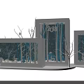 2024 Winter Themed Display Setup With White Frames Blue Lighting Trees And Deer 3d model