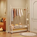 Modern Indoor Clothes Rack With Hanging Clothes And Storage Basket On Wheels