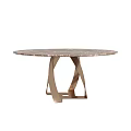 Elegant Modern Round Dining Table With Marble Top And Metal Base Design 3d model