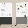 Mobile Whiteboards On Wheels With Charts Graphs Notes And Color Samples 3d model