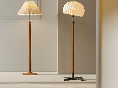 Two Modern Floor Lamps With Unique Designs In Minimalist Room 3d model