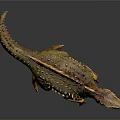 Realistic 3D Spiked Back Dinosaur Model With Orange Yellow Skin In Walking Pose