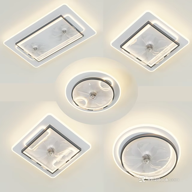 Modern Air Conditioner Fans With Square And Round Shapes For Home Cooling 3d model 
