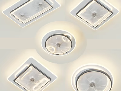 Modern Air Conditioner Fans With Square And Round Shapes For Home Cooling 3d model