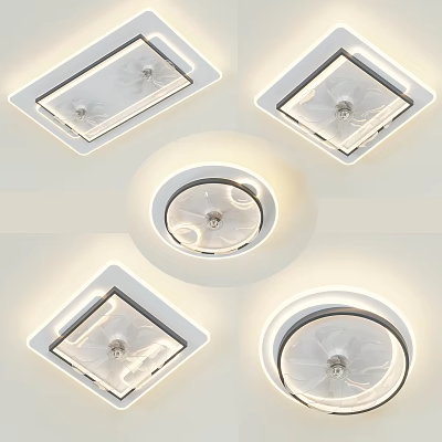 Modern Air Conditioner Fans With Square And Round Shapes For Home Cooling 3d model