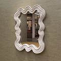White Wavy Border Wall Mounted Mirror Reflecting Living Room Interior 3d model