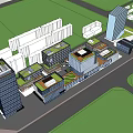 Modern Office Building Complex With Green Roofs And Urban Layout Design 3d model
