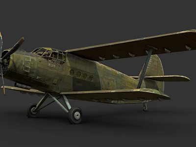 Vintage Military Fighter Aircraft With Propeller And Weathered Camouflage Design 3d model