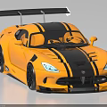 Yellow Sports Car With Black Stripes Rear Spoiler Black Wheels Sporty Exterior Design