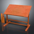 Wooden Drafting Table With Sturdy Frame And Rolled Scrolls For Art Studio