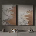 Two Panel Abstract Beach Wave Paintings With Textured Sand And Neutral Tones 3d model