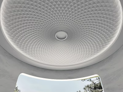Modern Ceiling Design With Geometric Patterns And Circular Light Feature 3d model