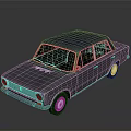 Vintage Blue Four Door Sedan with Retro Body Design and Classic Wheels