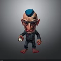 Cartoon Character With Blue Hat Red Glasses Exaggerated Expression Dark Striped Outfit Holding Flashlight