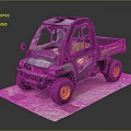 Green And Black Utility Vehicle With Cargo Bed Yellow Wheels On White Platform