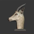 Lifelike Antelope Head Taxidermy Mount Display On Wooden Pedestal Stand