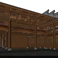 Traditional Chinese Architecture Building With Symmetrical Design Wooden Doors And Carvings
