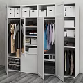 Modern White Wardrobe With Open Storage Hanging Clothes Drawers And Boxes 3d model