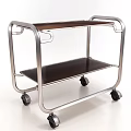Sturdy Kitchen Cart With Metal Frame Two Shelves And Rolling Wheels 3d model