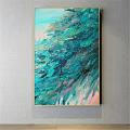 Abstract Painting With Dynamic Teal And Pink Textured Brushstrokes Modern Wall Art