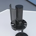 Blue Yeti Black Microphone On White Desk With Blue Background Design