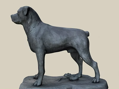 Game Movie Character Gray Dog Statue Standing On Base With Realistic Design 3d model