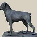 Game Movie Character Gray Dog Statue Standing On Base With Realistic Design