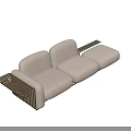 Modern Sectional Sofa With White Upholstery And Gold Metal Frame Armrest Design