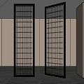 Modern Room Dividers With Black Frame And Grid Design In Interior Space 3d model