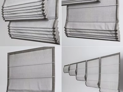 Stylish Modern Pleated Roman Blinds with Fabric Design for Window Decoration 3d model